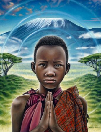 African Boy - Namaste Child Art by Nathan Miller