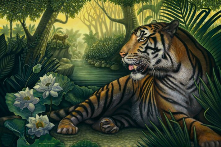 Sovereigns of the Forest - a Tiger Painting by Nathan Miller